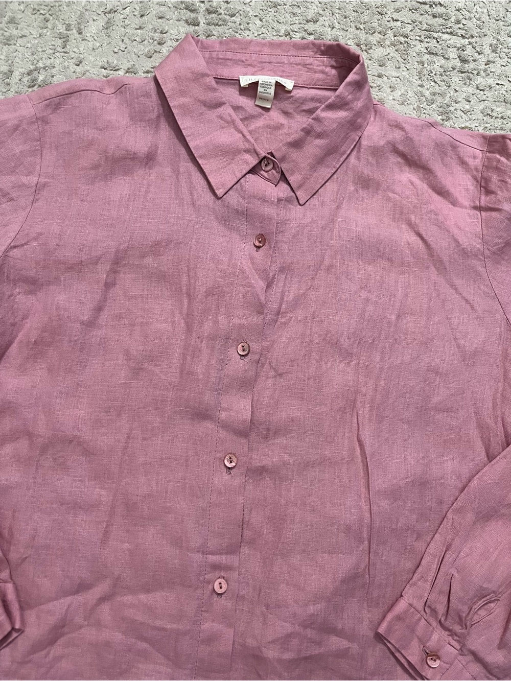 Eileen Fisher Linen Split Hem Button Down Shirt